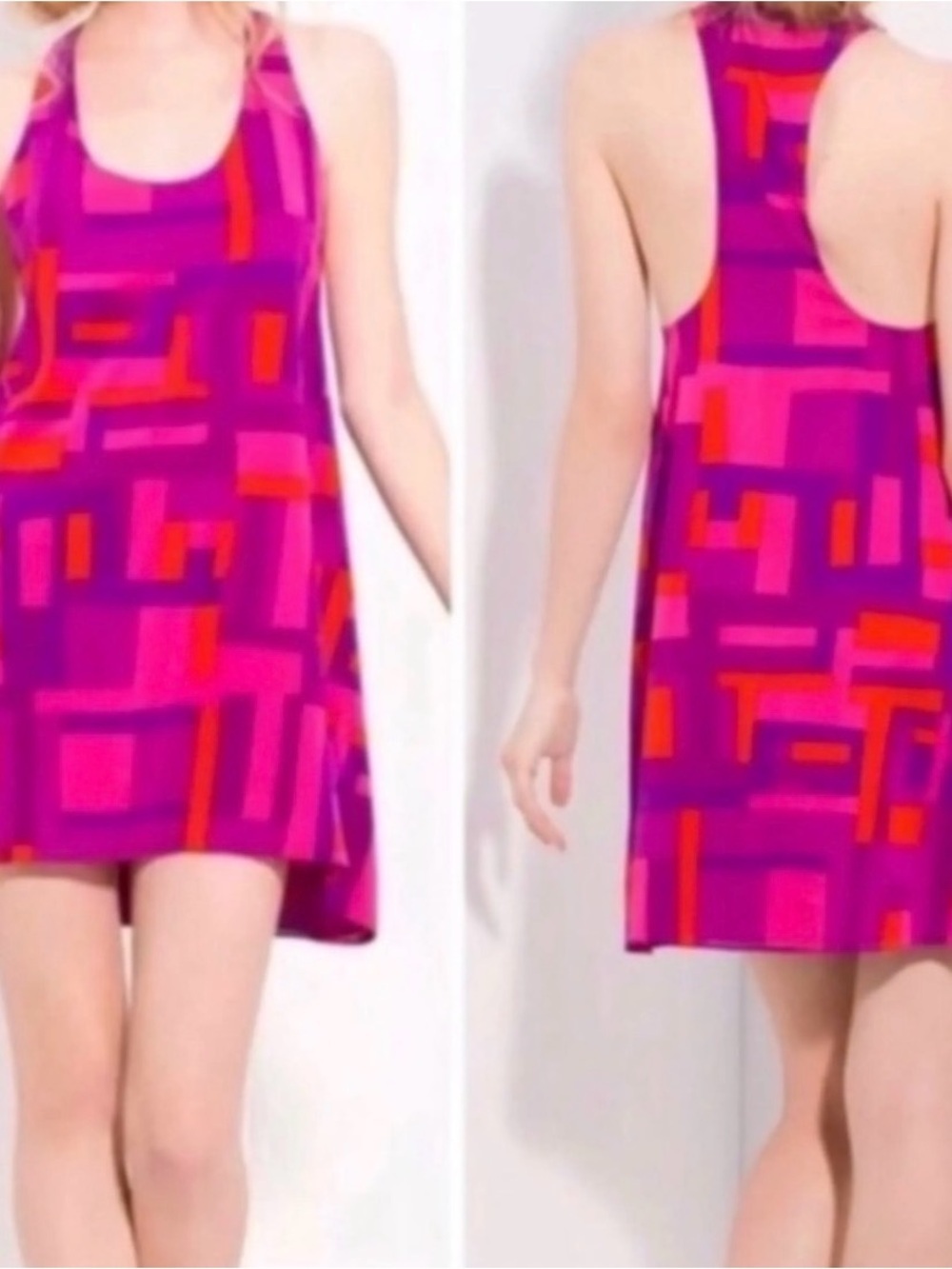 Alice + Olivia Pink & Magenta Geometric Racerback Dress